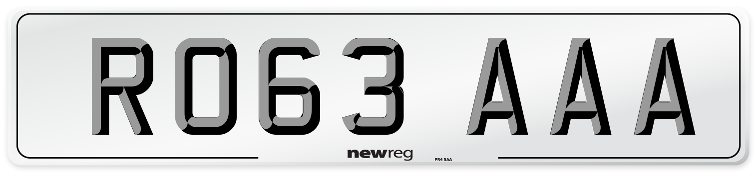 RO63 AAA Number Plate from New Reg